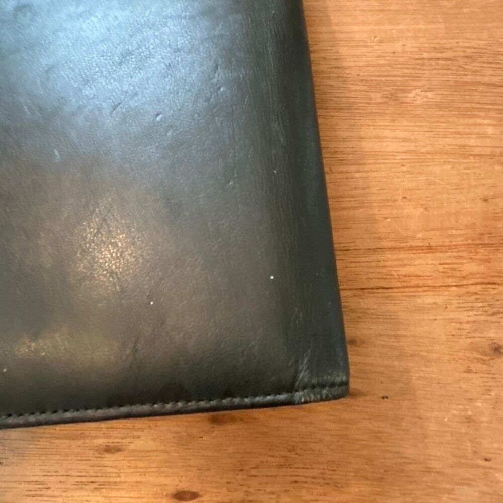 Vintage BOSCA Mezzanine Luna green genuine leather organizer travel passport not - Picture 5 of 6